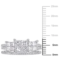 Ensemble de mariage à trois quads Miabella avec diamants 1-1/3 CT poids total en or blanc 14K