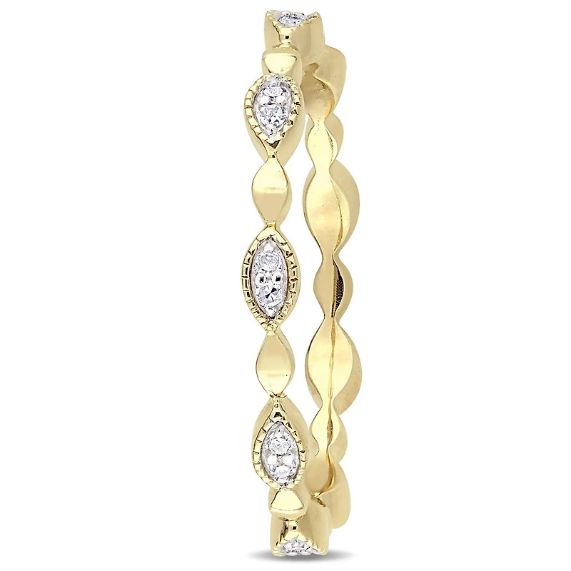 Miabella 1/10 Carat T.W. Diamond 10 K Yellow Gold Marquise Eternity Anniversary Ring