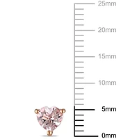 Tangelo 1 Carat T.G.W. Morganite 10 K Rose Gold Heart Stud Earrings