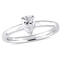 Bague de fiançailles solitaire Miabella avec diamant de coupe poire 1/2 CT poids total, en or blanc 14K