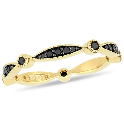 Asteria 1/4 Carat T.W. Black Diamond 10 K Yellow Gold Eternity Anniversary Ring