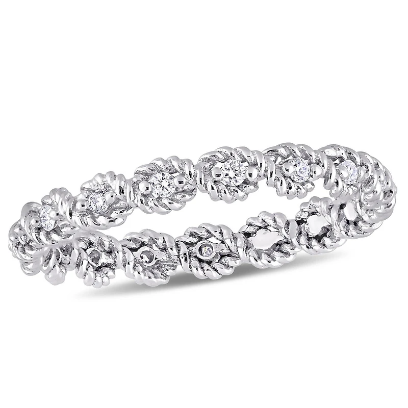 Bague éternité torsadée Miabella avec diamants 1/6 CT poids total en or blanc 10K