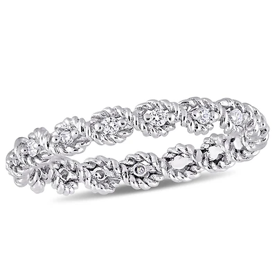 Bague éternité torsadée Miabella avec diamants 1/6 CT poids total en or blanc 10K