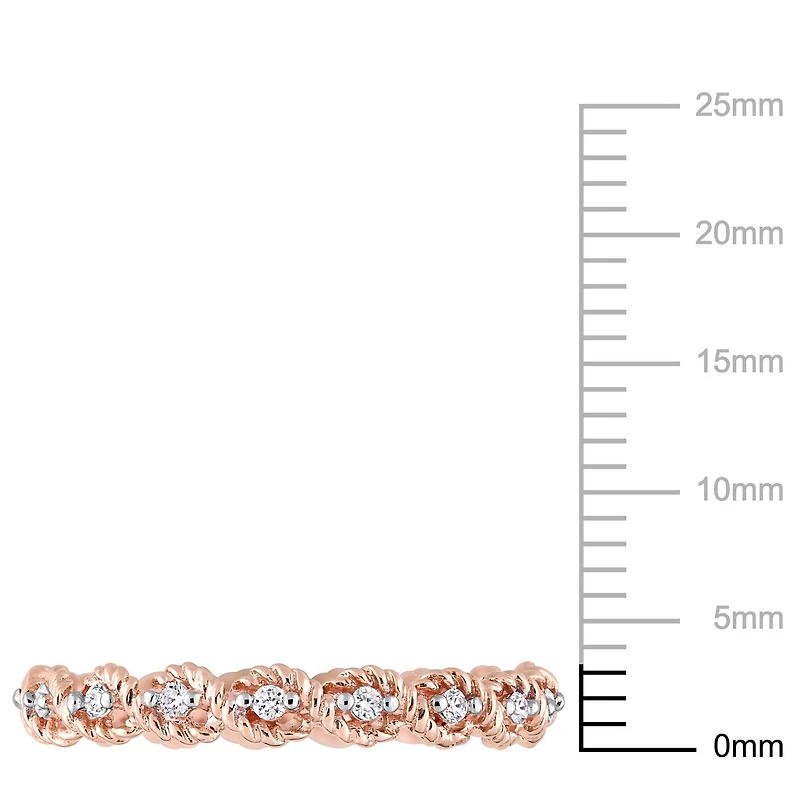 Bague éternité torsadée Miabella avec diamants 1/6 CT poids total en or rosé 10K