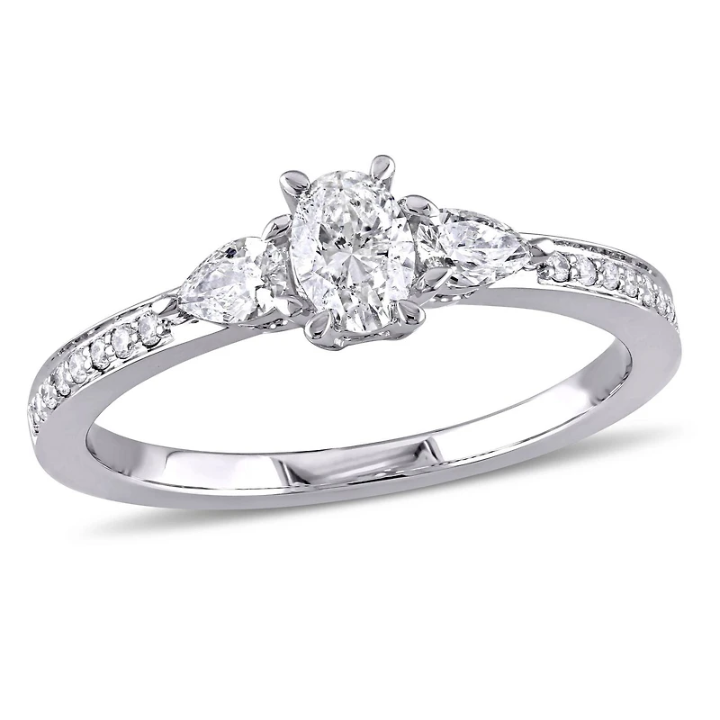 Miabella 5/8 Carat T.W. Diamond 14k White Gold Three-Stone Engagement Ring