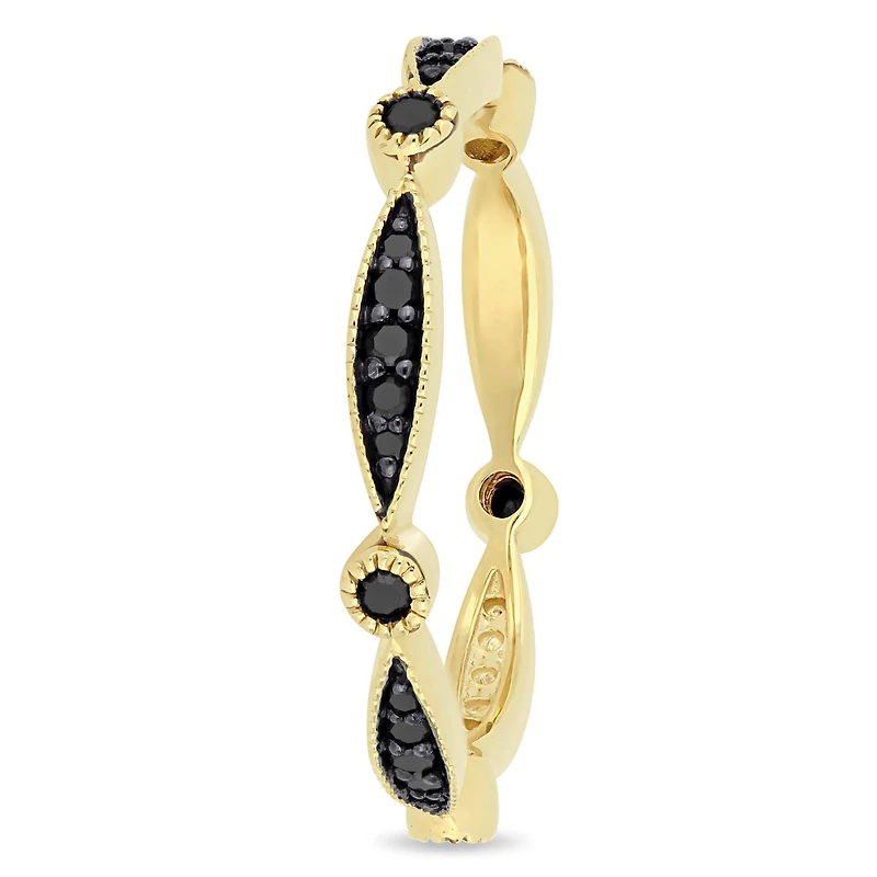Asteria 1/4 Carat T.W. Black Diamond 10 K Yellow Gold Eternity Anniversary Ring