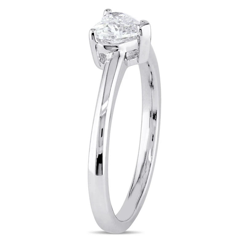 Bague de fiançailles solitaire Miabella avec diamant de coupe coeur 1/2 CT poids total, en or blanc 14K