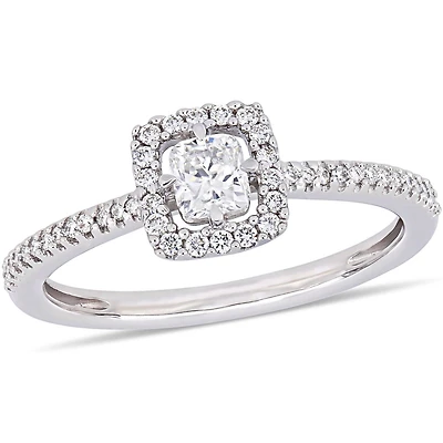 Bague de fiançailles auréole Miabella avec diamants 1/2 CT poids total, en or blanc 14K