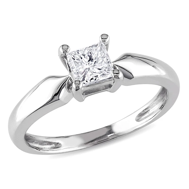 Bague de fiançailles solitaire Miabella avec diamant 1/2 CT poids total en or blanc 14K