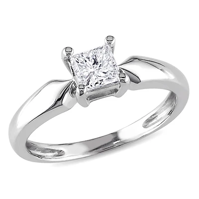 Bague de fiançailles solitaire Miabella avec diamant 1/2 CT poids total en or blanc 14K