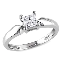 Bague de fiançailles solitaire Miabella avec diamant 1/2 CT poids total en or blanc 14K