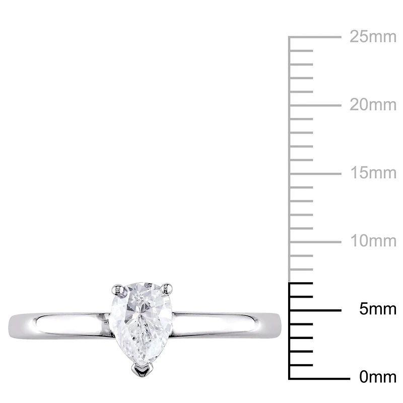 Bague de fiançailles solitaire Miabella avec diamant de coupe poire 1/2 CT poids total, en or blanc 14K