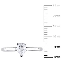 Bague de fiançailles solitaire Miabella avec diamant de coupe poire 1/2 CT poids total, en or blanc 14K