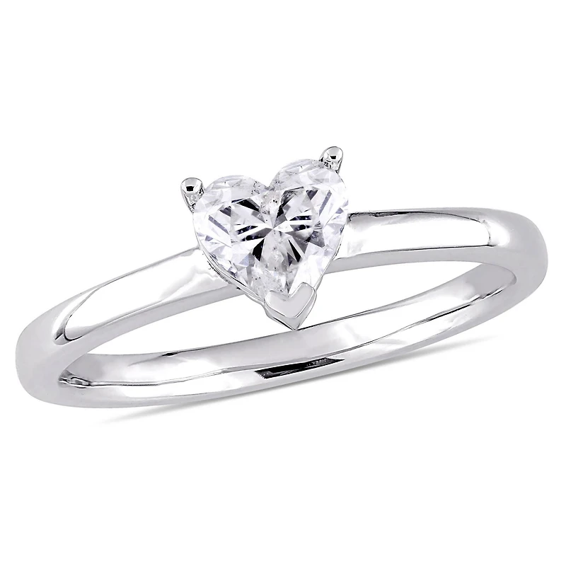 Bague de fiançailles solitaire Miabella avec diamant de coupe coeur 1/2 CT poids total, en or blanc 14K