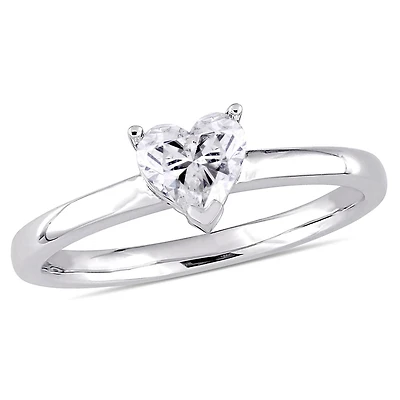 Bague de fiançailles solitaire Miabella avec diamant de coupe coeur 1/2 CT poids total, en or blanc 14K