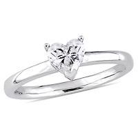 Bague de fiançailles solitaire Miabella avec diamant de coupe coeur 1/2 CT poids total, en or blanc 14K
