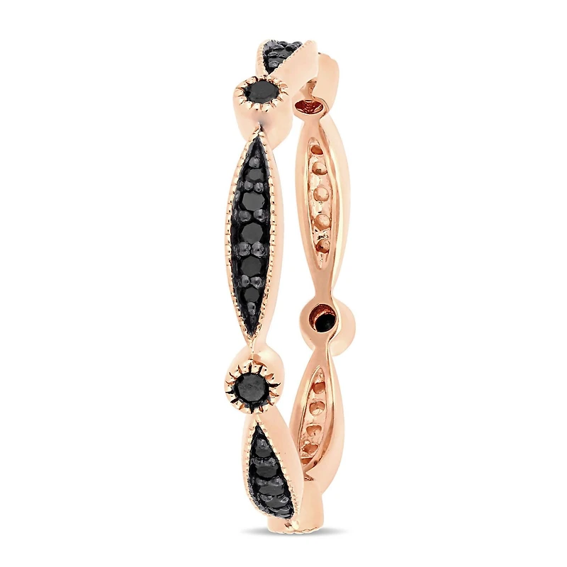 Asteria 1/4 Carat T.W. Black Diamond 10 K Rose Gold Eternity Anniversary Ring