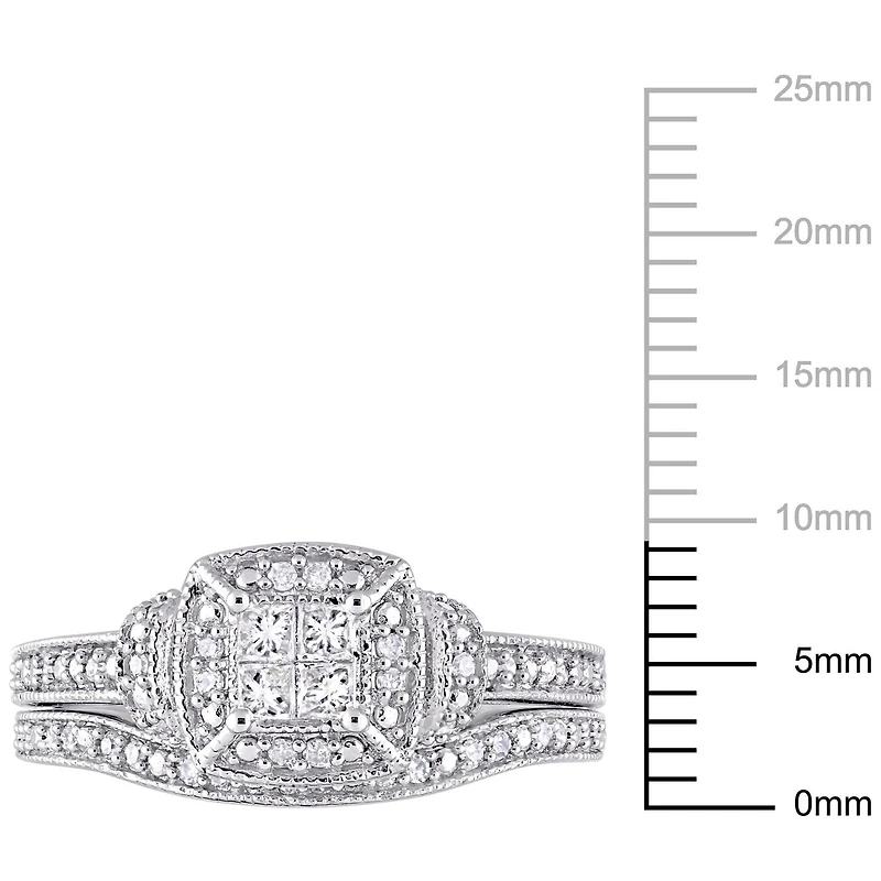 Ensemble de mariage de style quad Miabella avec diamants 1/3 CT poids total en or blanc 10K