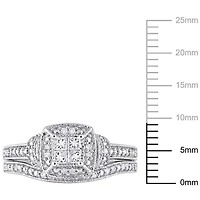 Ensemble de mariage de style quad Miabella avec diamants 1/3 CT poids total en or blanc 10K