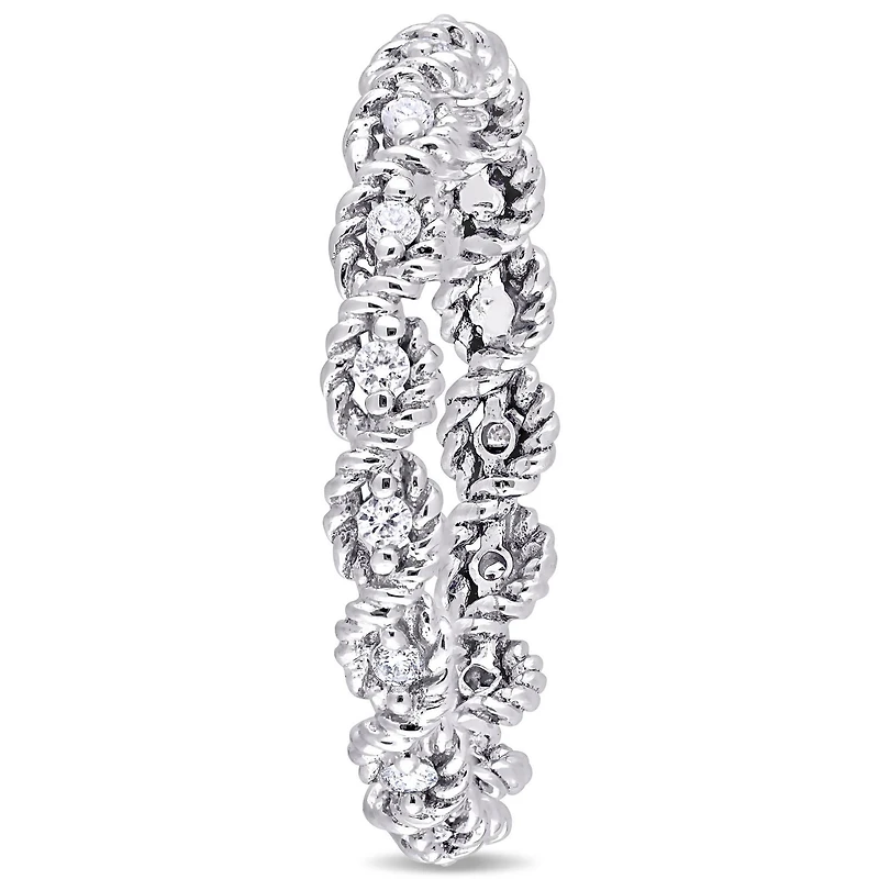 Bague éternité torsadée Miabella avec diamants 1/6 CT poids total en or blanc 10K