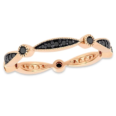 Asteria 1/4 Carat T.W. Black Diamond 10 K Rose Gold Eternity Anniversary Ring