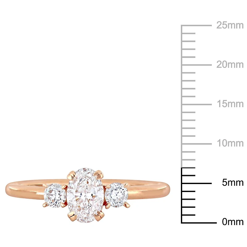 Miabella 1 Carat T.W. Oval-Cut Diamond 14 K Rose Gold Three-Stone Engagement Ring