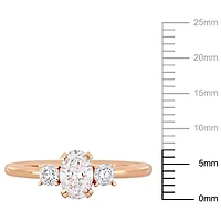 Miabella 1 Carat T.W. Oval-Cut Diamond 14 K Rose Gold Three-Stone Engagement Ring