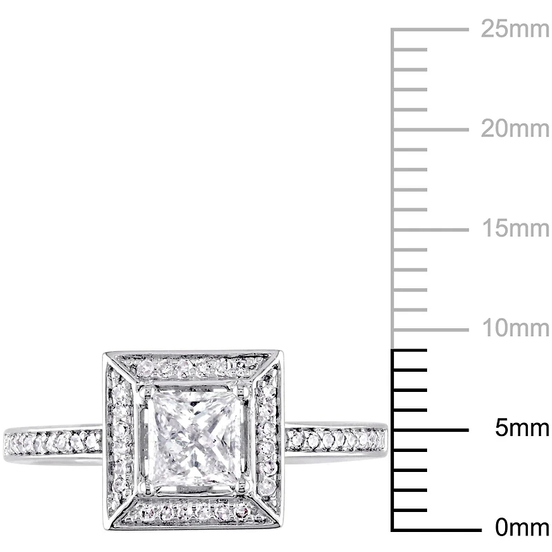 Bague de fiançailles auréole Miabella avec diamants 3/4 CT poids total, en or blanc 14K