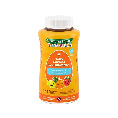 NATURE'S BOUNTY KIDS Daily Sunshine With Vitamin D3, Only 1g Sugar Per Gummy, Supports Immune Function, Helps Development Of Bones And Teeth, Aids In Absorption Of Calcium And Phosphorus 175.0 count, 175 pc