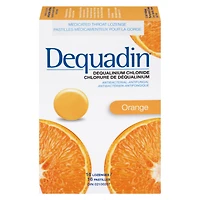 Dequadin Medicated Throat Lozenges - Orange | Provides Antibacterial & Antifungal Relief From Sore Throat & Mouth Sores, 16 Lozenges