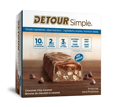 Barres protéiniques Simple de Detour aux brisures de chocolat et caramel