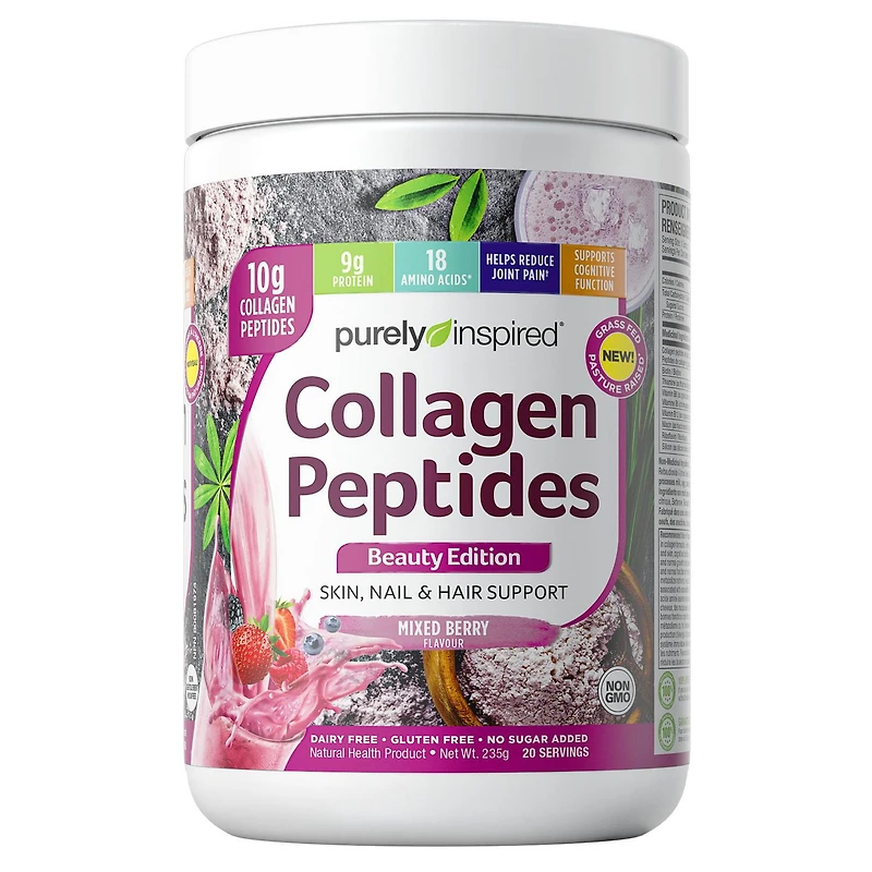 Purely Inspired Collagen Protein Powder- Beauty Edition Berry Flavour, Hair, Skin Nail Support, 10g Collagen, Biotin, Dairy Free, Gluten Free, No Sugar Added, Non GMO