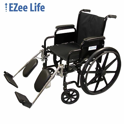 Ezee Life Standard Wheelchair with Elevating Footrests - 18" or 20" Seat Width
