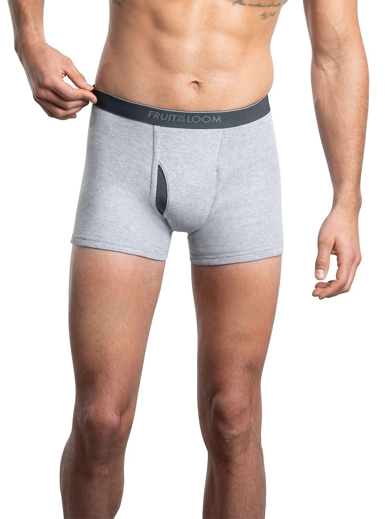 Fruit of the Loom Men's CoolZone Fly Print/Solid Short Leg Boxer Brief, 4-pack, Sizes: S