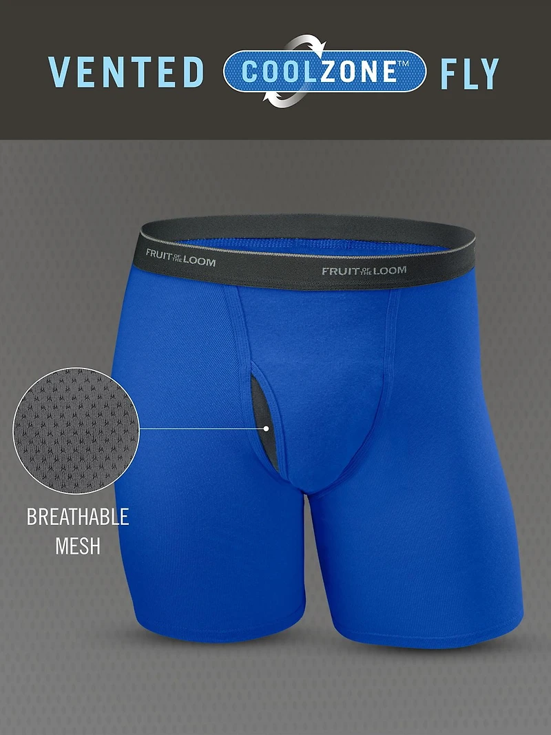 Pq. de 4 caleçons boxeurs jambes courtes Fruit of the Loom Couleur unis et rayées Tailles S-XL