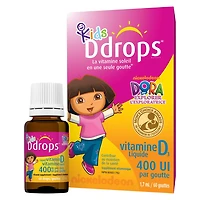 Supplément vitaminique de vitamine liquide D3 de Ddropsᴹᴰ pour enfants, 400 UI 1,7 ml, 60 gouttes