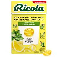 Boîte de Ricola Citron Menthe, Soulagement Naturel Pour La Gorge, Sans Sucre Ajouté