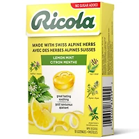 Boîte de Ricola Citron Menthe, Soulagement Naturel Pour La Gorge, Sans Sucre Ajouté