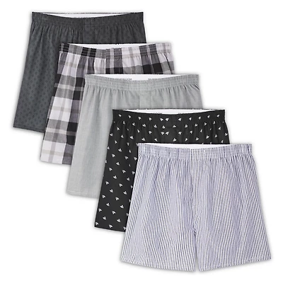 Fruit of the Loom Men's Prints & Stripes Boxer Shorts, 5-Pack