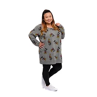 Ladies Plus Disney Retro Mickey All Over Print Long Sleeve PopOver with Criss Cross Back