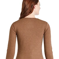 T-shirt ajusté en tricot côtelé avec manches longues George pour femmes