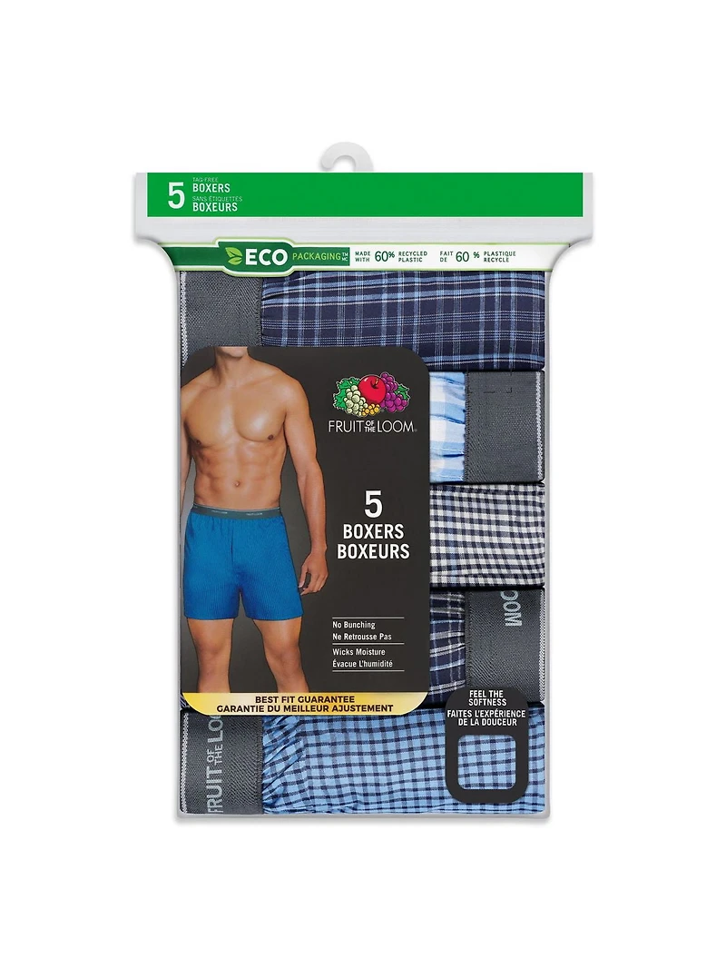 Fruit of the Loom Men's Prints & Stripes Boxer Shorts, 5-Pack
