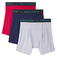 Fruit of the Loom Men's Breathable Cotton Micro-Mesh Boxer Brief, 3-pack