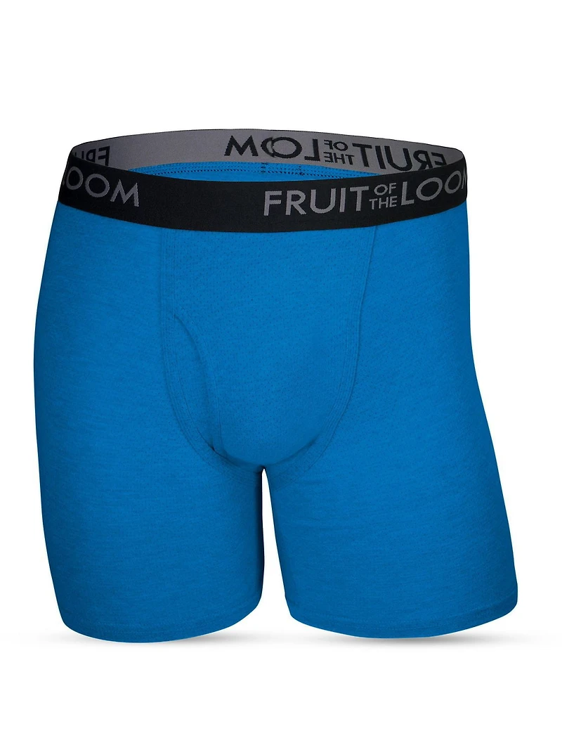 Fruit of the Loom Men's Breathable Cotton Micro-Mesh Boxer Brief, 3-pack