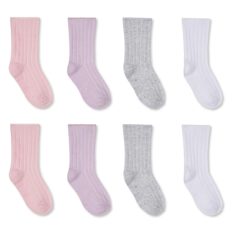 Lot de 8 paires de mi-chaussettes côtelées antidérapantes George pour bébés • 0-12 mois, Pointures 0-3 <br>• 12-24 mois, Pointures 2-5<br>• 24-36 mois, Pointures 5-8