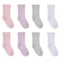 Lot de 8 paires de mi-chaussettes côtelées antidérapantes George pour bébés • 0-12 mois, Pointures 0-3   <br>• 12-24 mois, Pointures 2-5<br>• 24-36 mois, Pointures 5-8