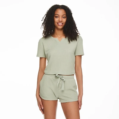 T-shirt en tricot gaufré No Boundaries pour femmes