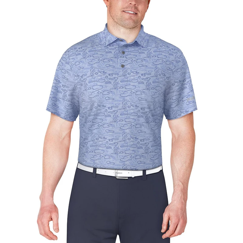 PGA TOUR Course Essentials Polo à manches courtes à imprimé conversationnel linéaire pour hommes