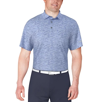 PGA TOUR Course Essentials Polo à manches courtes à imprimé conversationnel linéaire pour hommes