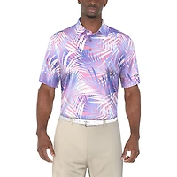 PGA TOUR Course Essentials Polo à manches courtes imprimé feuilles de palmier pour hommes